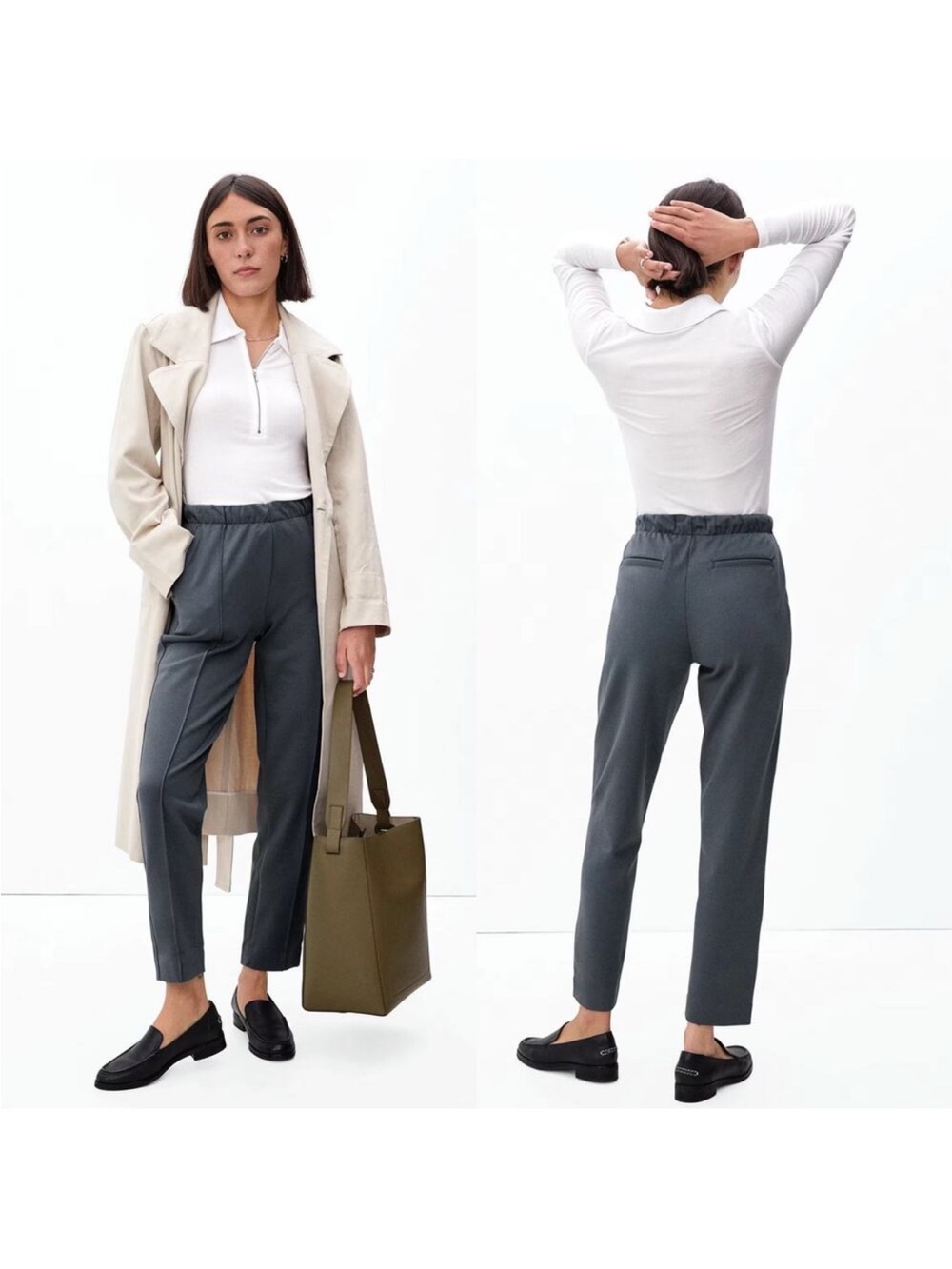 NEW Everlane The Dream Pant S Heather Grey Charcoal Tapered Tailored Stretch